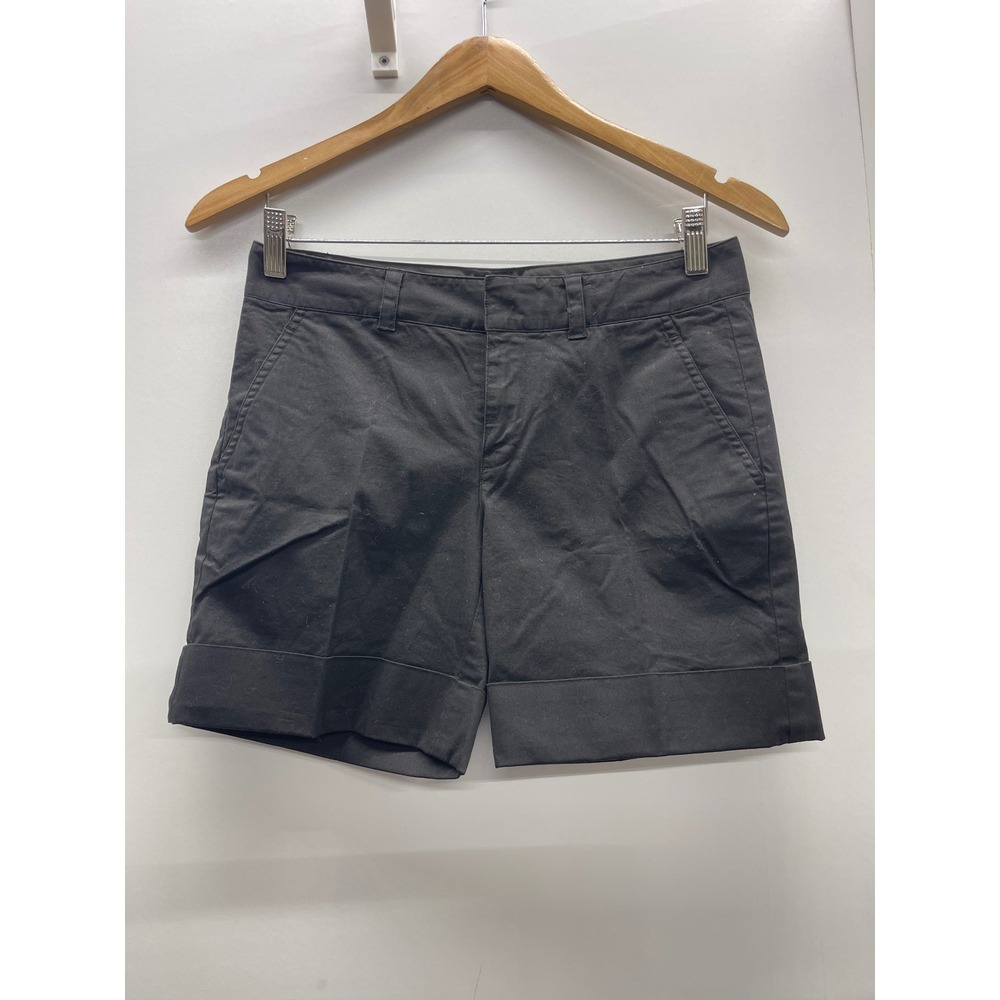 Club Monaco Black Cinch Back Cuffed Chino Shorts Womens Size 2